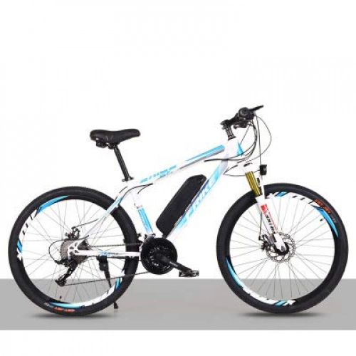 Bicicletas eléctrica : SXZZ Unisex Bicicleta Eléctrica De Montaña, 26 ''E- Bike De Motor De 250 Vatios con Batería Extraíble De Iones De Litio De 36 V Y 10 Ah, 27 Frenos De Doble Disco De Velocidad Variable, Blanco