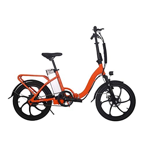 Bicicletas eléctrica : SYCHONG Plegable Bicicleta Eléctrica De 20", 36V10ah Batería De Litio Desmontable con Instrumentos LCD De Panel Frontal Y Trasera Frenos De Disco LED Destacar Luz, Naranja