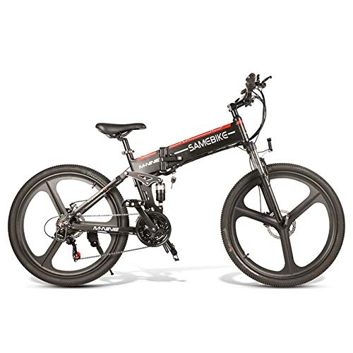 Bicicletas eléctrica : SYXZ Bicicleta de montaña eléctrica, Bicicleta eléctrica Plegable de 26 '' con batería extraíble de Iones de Litio de 48V 350W para Adultos, Palanca de Cambios de 21 velocidades, Negro