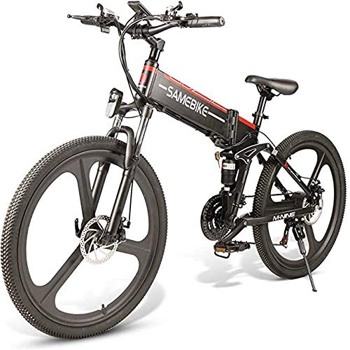 Bicicletas eléctrica : SYXZ Bicicletas elctricas para Adultos, Bicicleta de montaña Plegable de 26 Pulgadas, batera extrable de Iones de Litio de 48V 350W, Negro