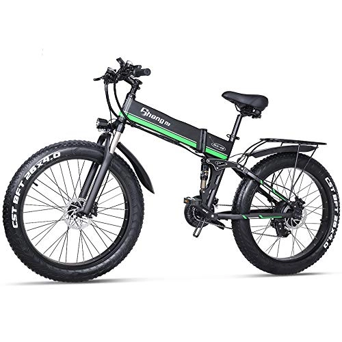 Bicicletas eléctrica : SYXZ Bicicletas eléctricas de 26"para Adultos, 48V 1000W 12.8Ah Batería de Iones de Litio extraíble Bicicleta de montaña Plegable, Negro