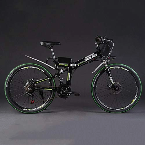 Bicicletas eléctrica : SZPDD Bicicleta de montaña Bicicleta eléctrica 48V350W 10Ah Potente Bicicleta eléctrica de Grasa Batería de Litio Off Road Bike, Blackgreen, 24inches