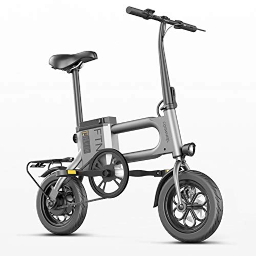 Bicicletas eléctrica : SZPDD Bicicleta elctrica 8.7Ah Rueda de 12 Pulgadas Mx. 25Km / H 350W Motor Plegable Bicicleta elctrica Inteligente porttil, Gris