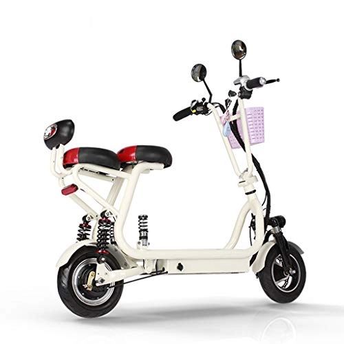 Bicicletas eléctrica : SZPDD Bicicleta elctrica: Mini Scooter de Bicicleta elctrica Plegable (30 km / h, 8 Ah) con Puerto de Carga USB y Asiento Infantil, White, Battery~8Ah