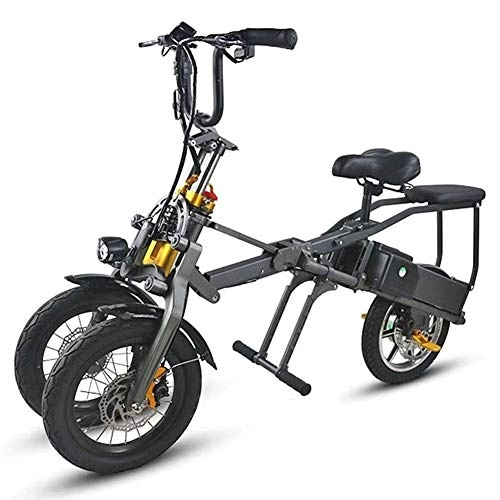 Bicicletas eléctrica : SZPDD Bicicleta elctrica Plegable Scooter Mayor porttil 48V Batera de Litio Dual