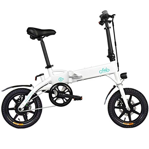 Bicicletas eléctrica : SZPDD FIIDO D1 Bicicleta elctrica Plegable Tres Modos de conduccin Ebike 250W Motor 25Km / H 25-40KM Range E Bike Bicicleta elctrica de neumticos de 14 Pulgadas, Blanco, Battery7.8Ah