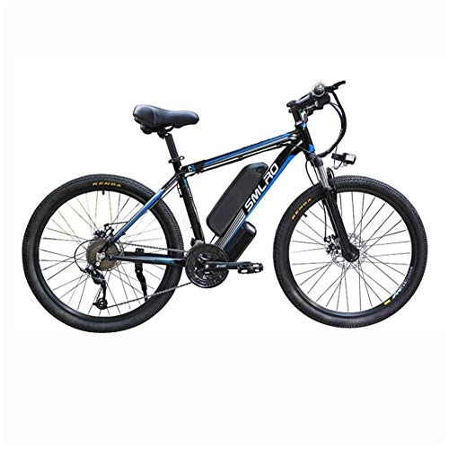 Bicicletas eléctrica : T-XYD Bicicleta de montaña híbrida, Bicicleta eléctrica para Adultos 48V 350W, 21 Velocidad Variable 26 Pulgadas, Snow Road Cruiser Motocicleta con Faros LED, Black Blue