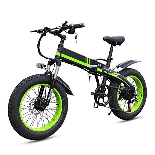 Bicicletas eléctrica : TANCEQI 350W Eléctrica Plegable Bicicletas, 7 Velocidad Variable 20 Pulgadas Fat Tire Camino De La Bicicleta De La Bici, E-Bike Bicicleta De Montaña De Plegable Adulta Mujer / Hombre, Verde
