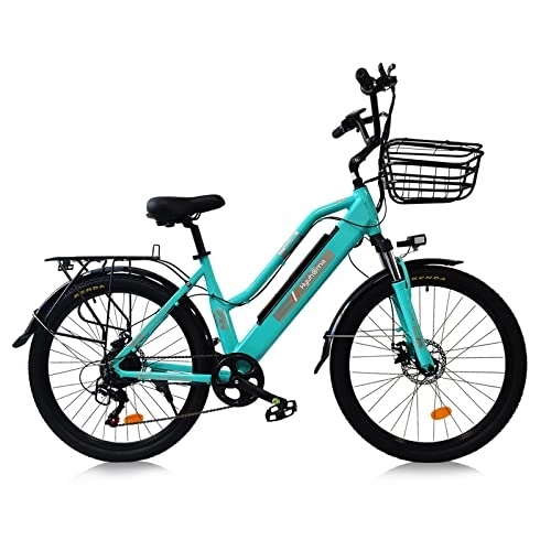 Bicicletas eléctrica : TAOCI Bicicleta eléctrica City Commute para mujer y adulto, con batería de litio extraíble de 36 V y 10 Ah, 7 velocidades, Shimano