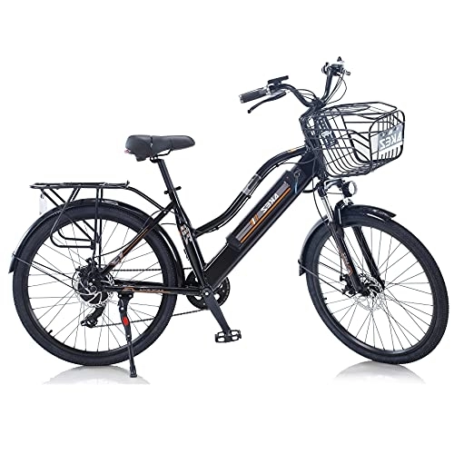 Bicicletas eléctrica : TAOCI Bicicletas eléctricas para Mujeres Adultas, 26 Pulgadas 36 V E-Bike Bicicletas extraíble batería de Iones de Litio Ebike para el Trabajo al Aire Libre Ciclismo Viajes(almacén de la UE)