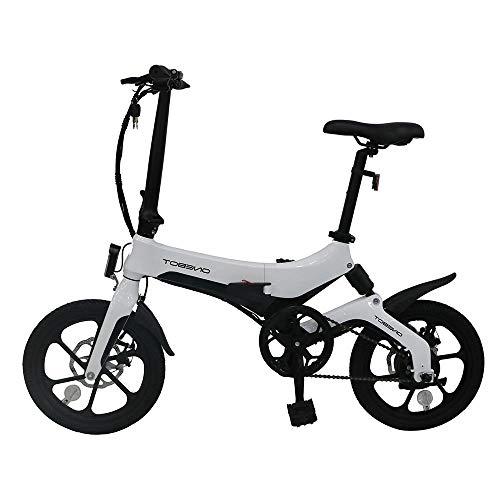 Bicicletas eléctrica : Tazzaka Bicicleta Eléctrica Plegable 250W 16 Pulgadas para Hombres Mujeres / Bicicleta de Montaña / e-Bike 36V Batería de Litio Pantalla LCD Frenos de Disco 3 Modos [EU Stock