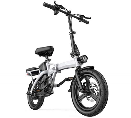 Bicicletas eléctrica : TCYLZ Bicicleta Eléctrica Plegable para Adultos Bicicleta Eléctrica de 14 Pulgadas con Motor 400W Desmontable 36V-8Ah Batería de iones de litio para Adultos Negro Blanco