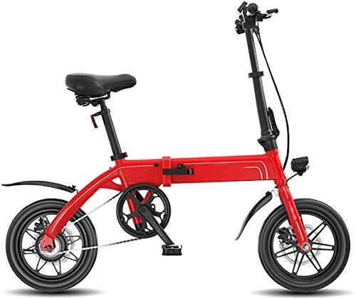 Bicicletas eléctrica : TCYLZ Bicicleta Eléctrica Plegable para Adultos Bicicleta Péndulo Ebike con Motor 250W Velocidad máxima 25 km / h 3 modos de trabajo Frenos de Disco Delantero y Trasero Rojo - Blanco