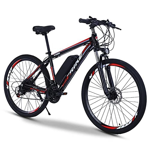 Bicicletas eléctrica : TDHLW Bicicleta Eléctrica de Montaña para Adultos de Gran Tamaño, 400W eBike 36V 8Ah / 10Ah Batería de Litio Extraíble Impermeable Bicicleta Eléctrica 7 Velocidades Doble Amortiguador, Rojo, 29in