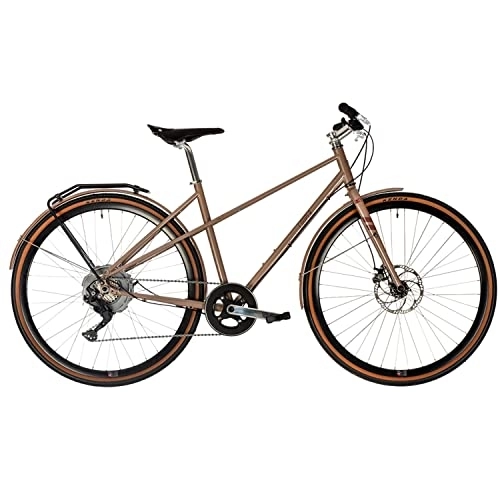 Bicicletas eléctrica : TechniBike Cooper Cl-7e Bicicleta eléctrica, Adultos Unisex, Beige, Rahmenhöhe: 48