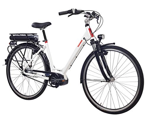 Bicicletas eléctrica : Telefunken Bicicleta eléctrica de aluminio, color blanco, cambio de buje Shimano de 8 marchas, ligero, motor central Shimano Steps, 250 W, tamaño de los neumáticos: 28 pulgadas, Multitalent C900