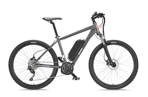 Bicicletas eléctrica : Telefunken - Bicicleta eléctrica de montaña de aluminio, gris, 10 marchas, cambio Shimano - Pedelec MTB ligero, motor central de 250 W, tamaño de los neumáticos: 27, 5 pulgadas, elevador M801
