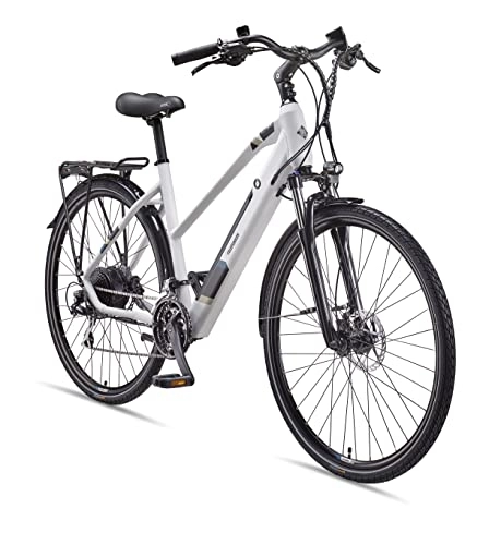 Bicicletas eléctrica : TELEFUNKEN Bicicleta eléctrica para mujer, de aluminio, 28 pulgadas, con 24 marchas Shimano Acera, bicicleta de trekking Pedelec con motor de rueda trasera, 250 W, 11, 6 Ah, batería de 36 V, XC940