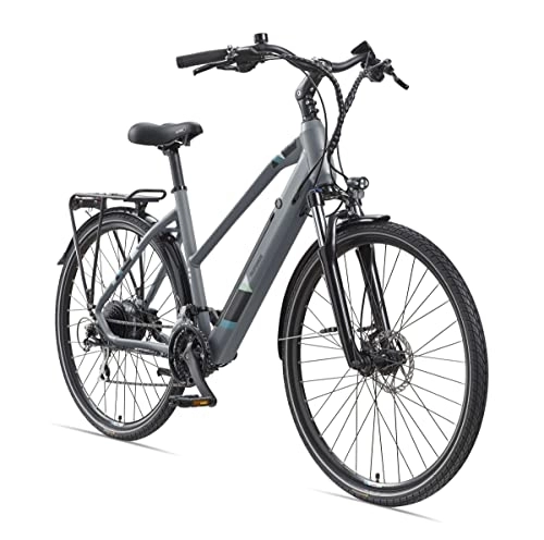 Bicicletas eléctrica : Telefunken Bicicleta eléctrica para mujer de aluminio de 28 pulgadas con cambio Shimano Acera de 24 marchas, bicicleta de trekking Pedelec con motor trasero de 250 W, 11, 6 Ah, batería de 36 V, XC940