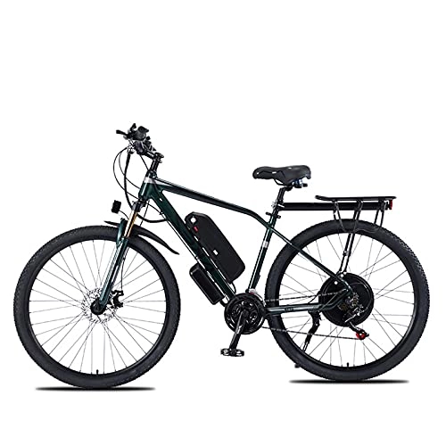 Bicicletas eléctrica : TERLEIA Bicicleta Eléctrica E-Bike De 21 Velocidades Frenos De Doble Disco 29" Bicicleta De Montaña Eléctrica para Adultos para Montar Al Aire Libre Ebike, Verde, 48V 1000W 13AH