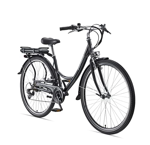 Bicicletas eléctrica : Teutoburg Senne Pedelec Citybike - Bicicleta eléctrica ligera, 28 pulgadas, con 6 marchas Shimano, 250 W y 10, 4 Ah / 36 V, batería de iones de litio