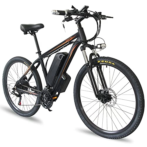 Bicicletas eléctrica : TGHY Bicicleta de Montaña Eléctrica Motor de 350W Neumático de 26" 35 km / h E-Bike para Adultos con Asistencia de Pedal y Batería de Litio Extraíble de 21 Velocidades 48V 10Ah 15Ah, Negro, 10Ah