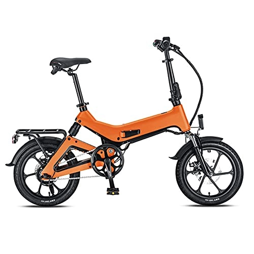 Bicicletas eléctrica : TGHY Bicicleta Eléctrica Plegable E-Bike de 16" Batería de Iones de Litio Extraíble de 36V 8.7Ah Motor de 250W Asistencia de Pedal Freno de Disco Doble EBS Alcance de 50km, Naranja