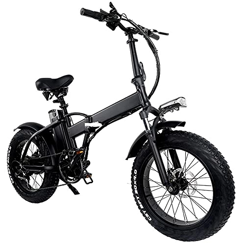 Bicicletas eléctrica : TGHY Bicicleta Eléctrica Plegable para Adultos Neumático Grueso de 20" Motor Sin Escobillas de 500W Batería de Litio Extraíble de 48V 15Ah 50km / h 7 Velocidades Freno de Disco