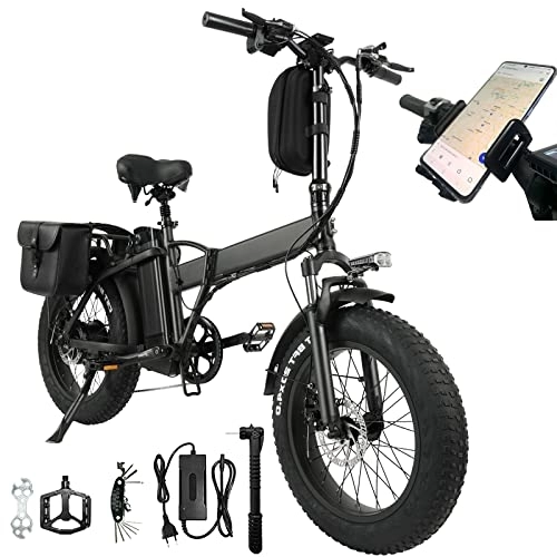 Bicicletas eléctrica : TODIMART Bicicleta Plegable Eléctrica Neumático Gordo 20"* 4" con Batería 48V 15Ah, Bicicleta De Montaña De Ciudad De Largo Alcance 60-80KM (GW20 750 48V15AH)…