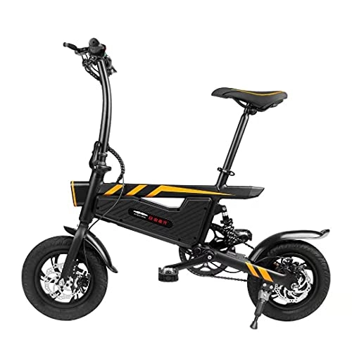 Bicicletas eléctrica : TOPMOON Bicicleta eléctrica plegable T18, para adultos y jóvenes, batería de 7, 8 Ah, neumáticos de 350 W, motor Pedelec, velocidad máxima de 25 km / h, color negro