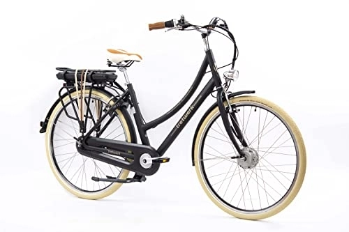 Bicicletas eléctrica : TRETWERK - Bicicleta eléctrica para mujer Pedelec de 28 pulgadas, E-Classic, color negro, bicicleta de ciudad eléctrica con portaequipajes y 7 velocidades Shimano Nexus Buje - Bicicleta eléctrica con