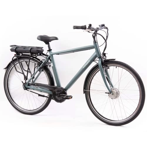 Bicicletas eléctrica : Tretwerk Mystic Bicicleta eléctrica para hombre con freno de contrapedal Bicicleta eléctrica de 28 pulgadas con pantalla LED Bicicleta eléctrica con motor frontal, 7 marchas e iluminación y
