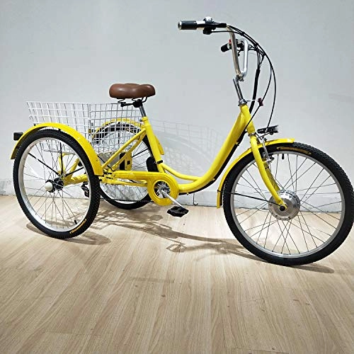 Bicicletas eléctrica : Triciclo eléctrico Adulto Bicicleta de Tres Ruedas batería de Litio para Padres Ancianos Bicicleta eléctrica de 3 Ruedas con Cesta Trasera, excursiones de Compras, Movilidad de Ahorro de Mano