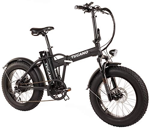 Bicicletas eléctrica : Tucano Bikes Monster 20 - Bicicleta Elctrica Plegable Fat Bike 20" con batera integrada Samsung y Display LCD con 9 Niveles de Ayuda en Color Negro Mate
