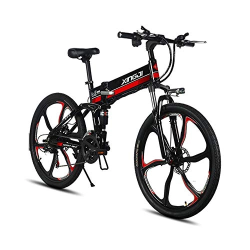Bicicletas eléctrica : ukukuk Bicicleta elctrica, Bicicleta de montaña Plegable de 350 W y 26 Pulgadas, Cambio de 21 Niveles de Ebike asistido, Bicicleta E-Mountain 48V 12AH