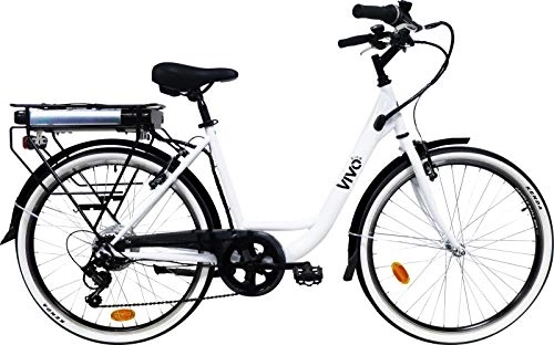 Bicicletas eléctrica : uldan Vivo City Bike Bicicleta ELCTRICA AL Caminar EL Pedal ASISTIDO Blanco VC26G