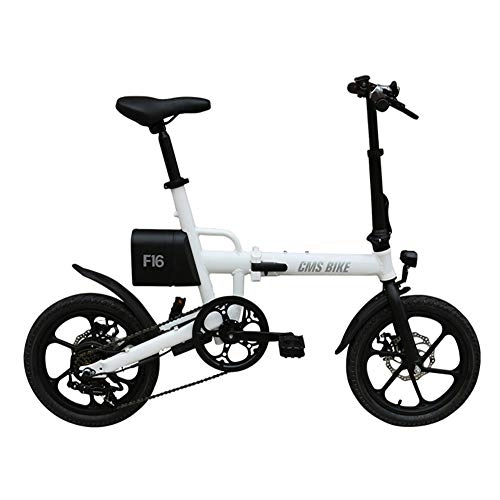 Bicicletas eléctrica : Umbeauty E Plegable Bicicleta Elctrica 16 '' Bicicletas para Adultos con 36V De Iones De Litio Ebike Puerto USB 250W Potente Motor De 6 Velocidades, Blanco