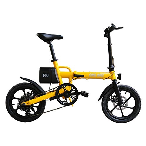 Bicicletas eléctrica : Umbeauty E Plegable Bicicleta Eléctrica 16 '' Bicicletas para Adultos con 36V De Iones De Litio Ebike Puerto USB 250W Potente Motor De 6 Velocidades, Amarillo