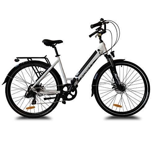 Bicicletas eléctrica : URBANBIKER Bicicleta Eléctrica Sidney, 250 W, 36V 14Ah (504Wh), 26", Blanco