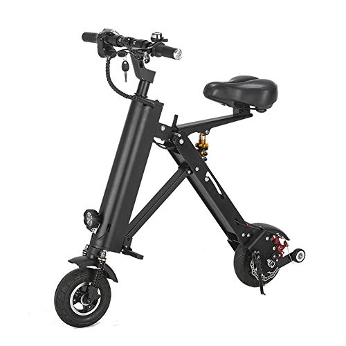 Bicicletas eléctrica : Urcar Bicicleta elctrica Plegable 8 Pulgadas neumtico 360W Motor Aleacin de Aluminio Bicicleta E Bicicleta para Viajes Deportes al Aire Libre, Black