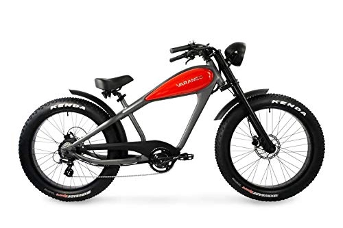 Bicicletas eléctrica : Varaneo Bicicleta eléctrica Café Racer Retro Look 250 W 25 km / h 626 Wh Pedelec 7 velocidades frenos de disco hidráulicos Kenda neumáticos (rojo antracita)