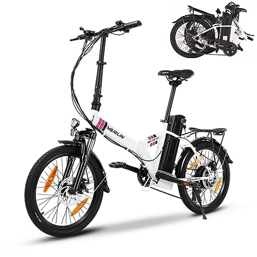 Bicicletas eléctrica : Varun Bicicleta eléctrica Plegable de 20 Pulgadas para Hombre y Mujer con Motor de 250 W, 25 km / h y 36 V 10, 4 Ah, batería