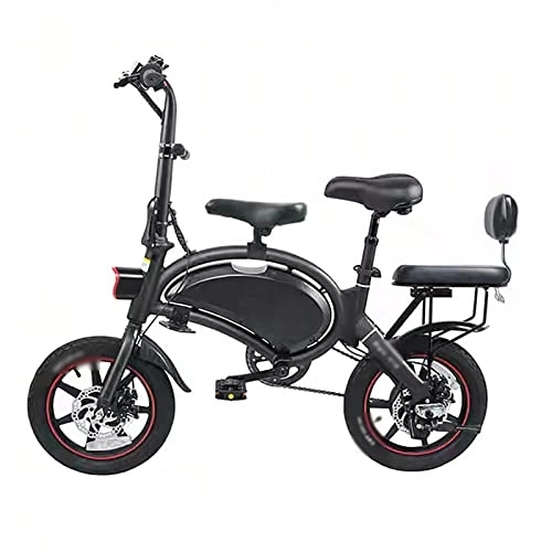 Bicicletas eléctrica : Vehículos eléctricos Inteligentes, Vehículos eléctricos para Padres e Hijos, Vehículos eléctricos con Asiento retráctil, eléctricas Luces (Black A)