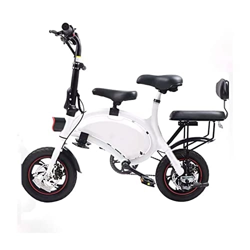 Bicicletas eléctrica : Vehículos eléctricos Inteligentes, Vehículos eléctricos para Padres e Hijos, Vehículos eléctricos con Asiento retráctil, eléctricas Luces (White A)
