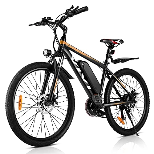 Bicicletas eléctrica : VIVI 26 Pulgadas Bicicleta eléctrica de montaña, Motor, 36 V, 10.4 Ah batería extraíble, Bicicleta eléctrica para Adultos.(Naranja 26)