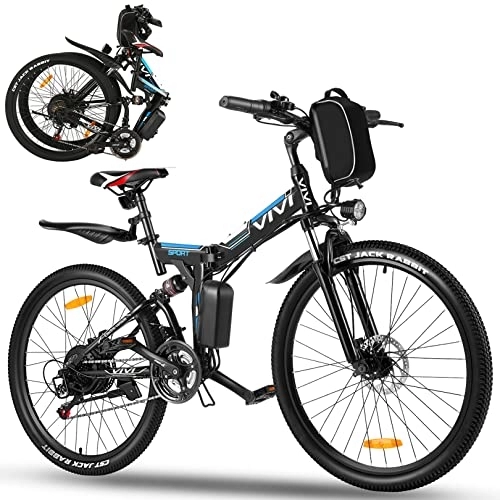 Bicicletas eléctrica : Vivi Kede5 Bicicletas eléctricas, Unisex Adulto, Negro, 26 Pulgadas