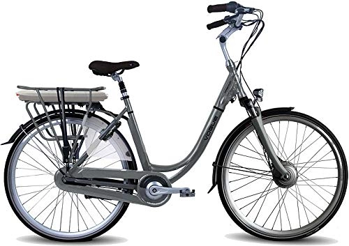 Bicicletas eléctrica : Vogue Premium E-Bike Bicicleta de ciudad de 28 pulgadas, 48 cm, para mujer 7G, color gris mate