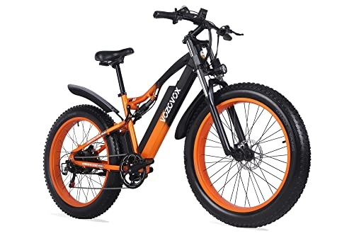 Bicicletas eléctrica : VOZCVOX Bicicleta eléctrica Montaña 26 Pulgadas con Batería 17 Ah, Pantalla LCD a Color, Suspensión DH, Llantas Gordas
