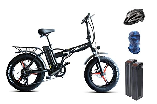 Bicicletas eléctrica : VOZCVOX Bicicleta Eléctrica Plegables, 500W Motor Bicicleta, Bici Electricas Adulto con Ruedas de 20", Doble absorción de Golpes