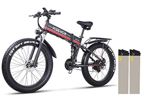 Bicicletas eléctrica : VOZCVOX Bicicleta Eléctrica Plegables, Bici Electricas Adulto con Ruedas de 26", Asiento Ajustable, con Pedales